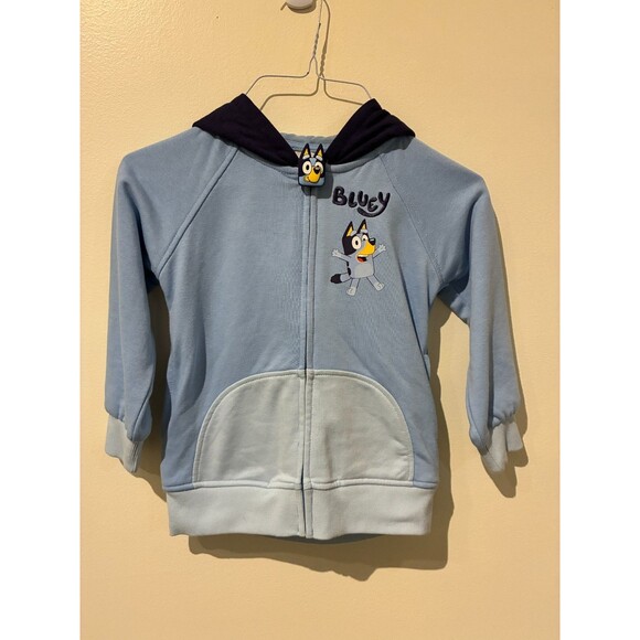NWT Bluey Blue Zip-Up Hooded Jacket - Kid's XS - Picture 1 of 5